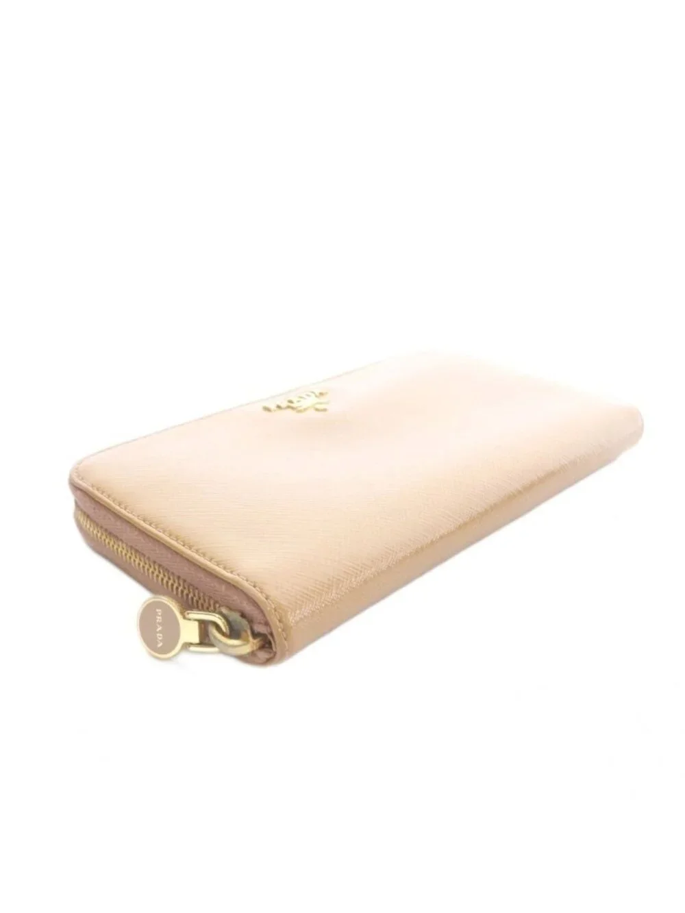 Prada Zip Around Wallet Logo Brown